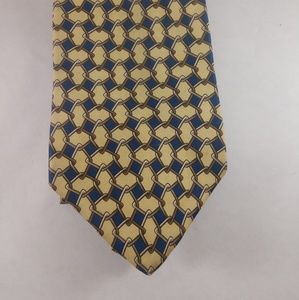 Bert Pulitzer men's silk tie blue &  creamy yellow